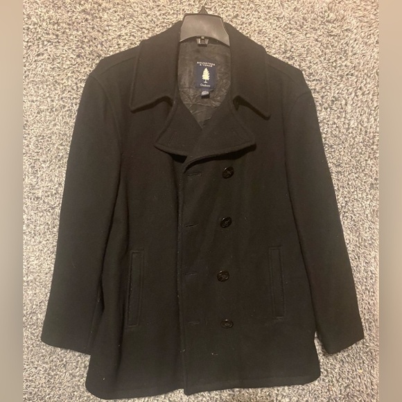 VTG Roundtree & Yorke Men's Large Black Overcoat Mid-Length Jacket Outdoor - Picture 2 of 9